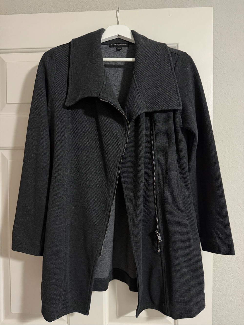 Banana Republic Black Asymmetrical Zip Trench Coat